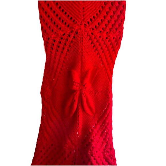 Handcrafted Vintage Red Crochet Maxi Dress by Henrietta Tanuska Beverly Hills CA - Picture 7 of 15